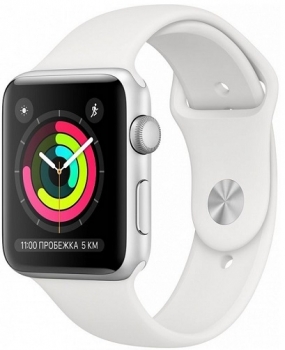Apple Watch 3 42mm Silver Aluminum Case White Sport Band