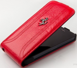 Чехол для iPhone 5 Ferrari Grain Leather Flip Red (FEFFFLP5RE)
