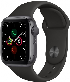 Apple Watch 5 44mm Space Grey Aluminum Case Black Sport Band LTE