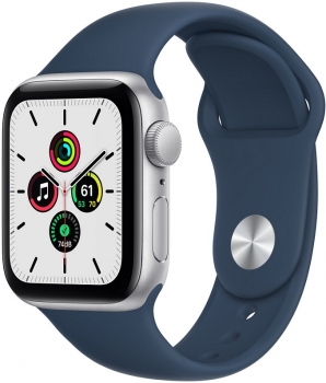 Apple Watch SE 40mm Siver Aluminum Case Abyss Blue Sport Band
