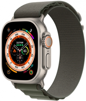 Apple Watch Ultra 49mm Titanium Case Green Alpine Loop Medium
