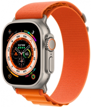Apple Watch Ultra 49mm Titanium Case Orange Alpine Loop Medium