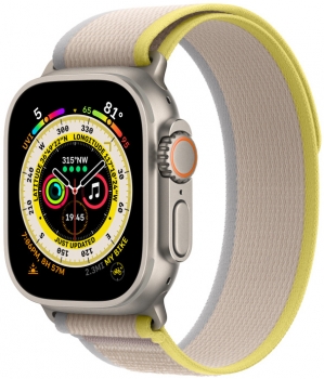Apple Watch Ultra 49mm Titanium Case Yellow/Beige Trail Loop M/L
