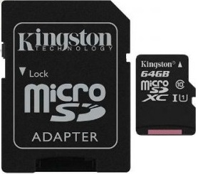 Kingston 64GB MicroSD Card + SD Adapter