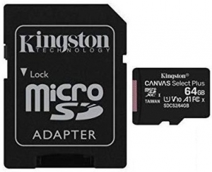 Kingston 64GB MicroSD Card + SD Adapter Kingston 64GB MicroSD Card + SD Adapter