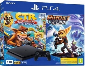 Sony PlayStation 4 Slim 1TB Black + Crash Team Racing + Ratchet & Clank