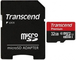 Transcend 32GB MicroSD Card + SD Adapter